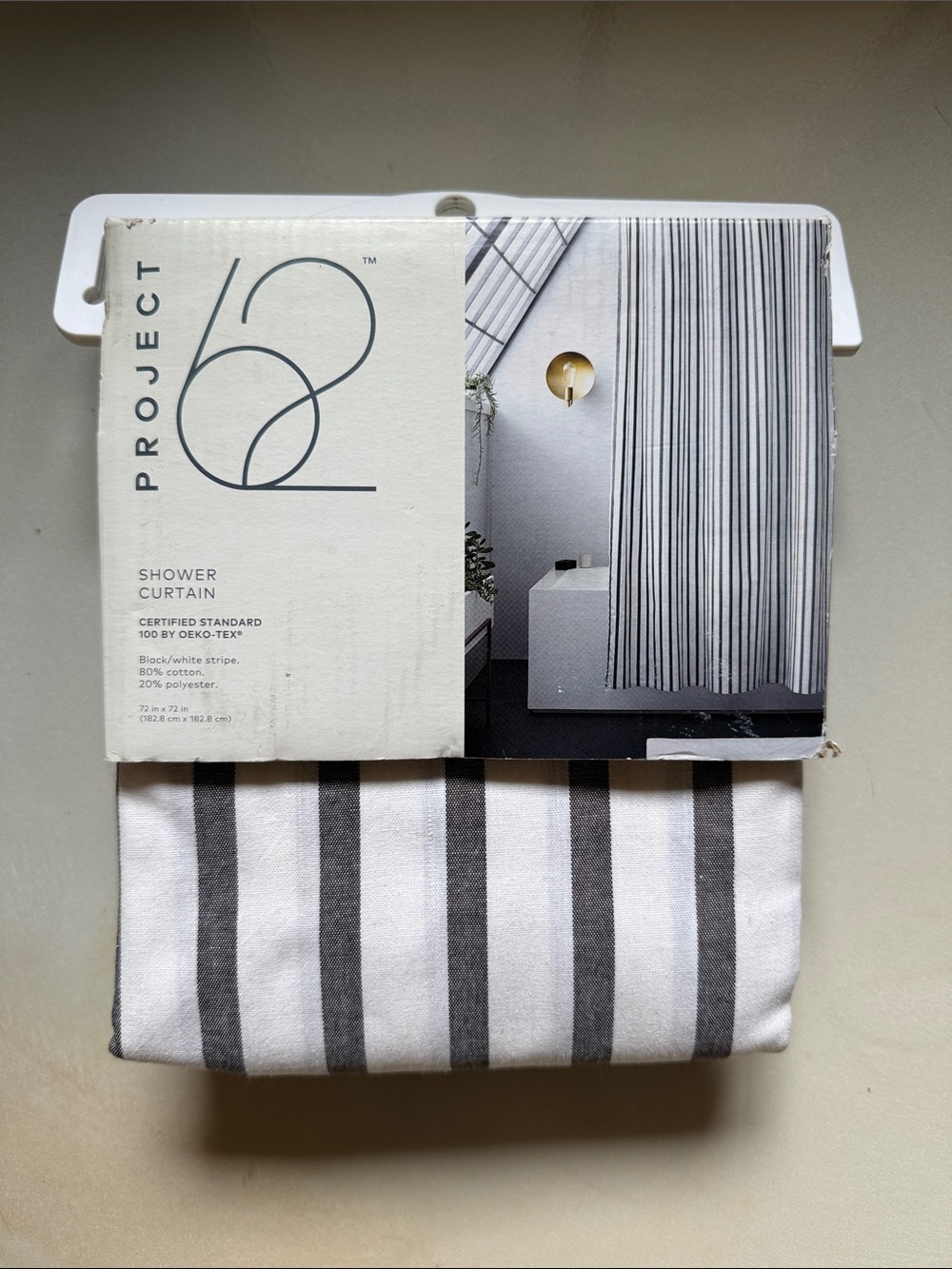 Project 62 Black and White Vertical Stripe 72x72 Shower Curtain